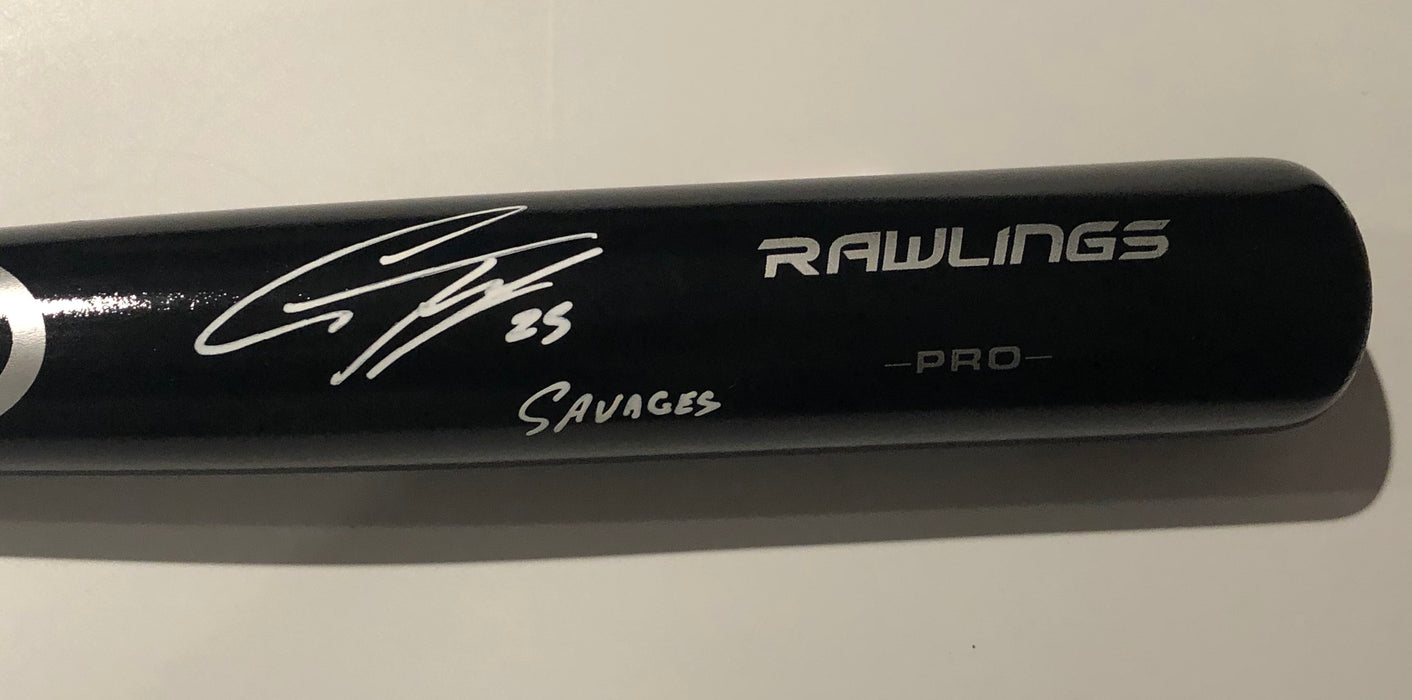 Gleyber Torres Autographed Black Rawlings Pro Model Bat with Savages Inscription (Beckett)