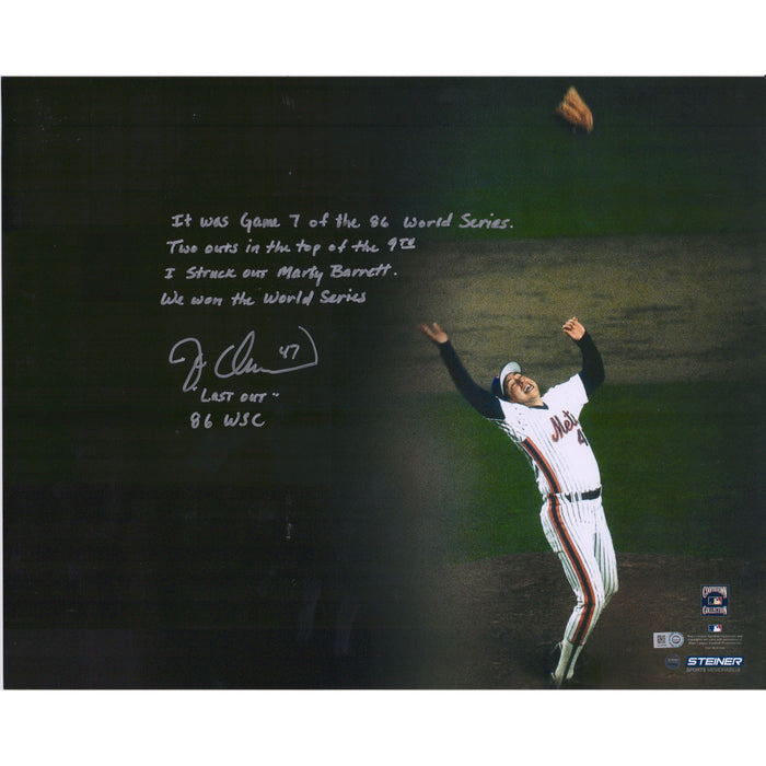 Jesse Orosco Autographed 16x20 Photo with Last Out Story Inscription (Steiner/MLB/Fanatics)