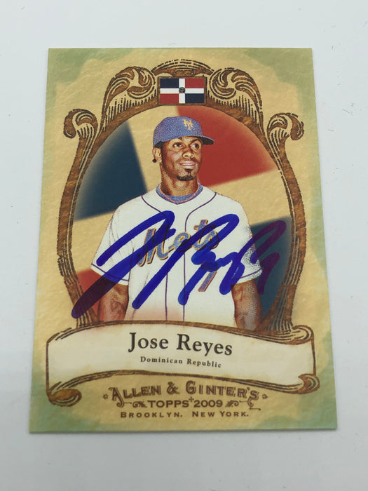 Jose Reyes Autographed 2009 Topps Allen & Ginter National Pride Card (JSA)