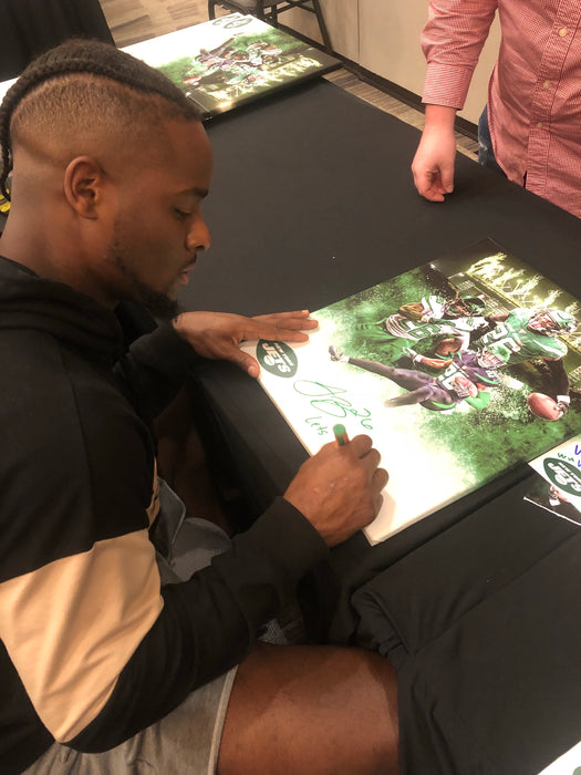 Le'Veon Bell Autographed 16x20 Custom Graphic Wrapped Canvas with Inscription Let's Go Jets! (JSA)