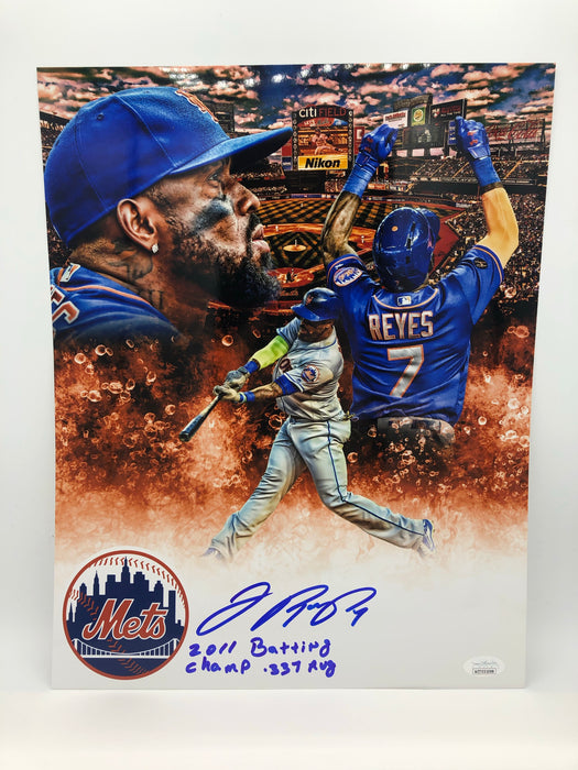 Jose Reyes Autographed 11x14 Custom Edit Collage Photo with 2011 NL Batting Champ Inscription (JSA)