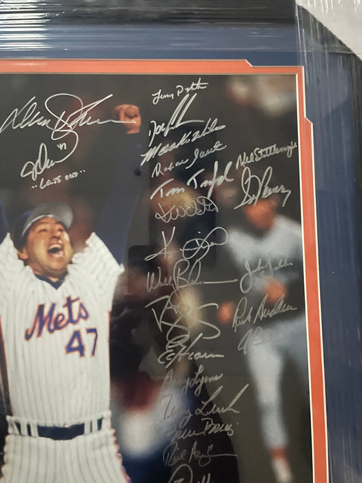 1986 NY Mets Team Signed FRAMED 16x20 Photo with 39 Signatures (JSA LETTER)