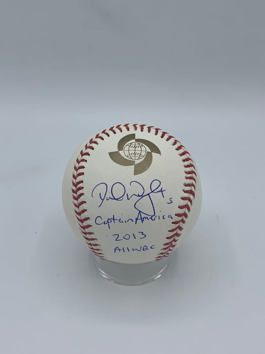 David Wright Autographed 2013 World Baseball Classic Logo Baseball with Multi Inscription (JSA)