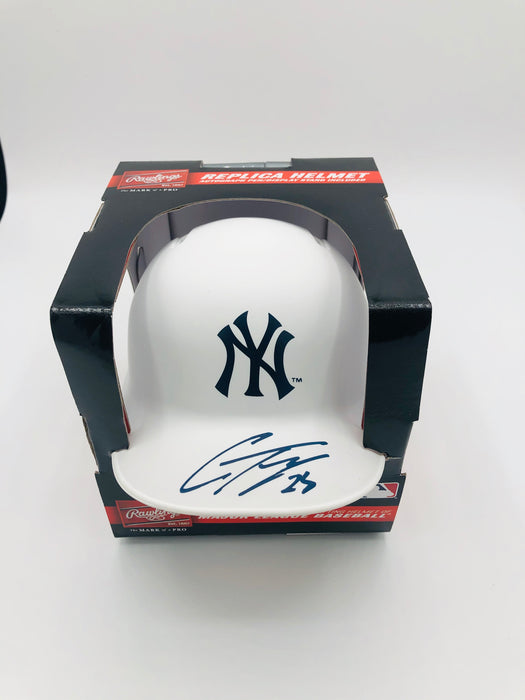 Gleyber Torres Autographed NY Yankees Matte White Mini Batting Helmet (Beckett)