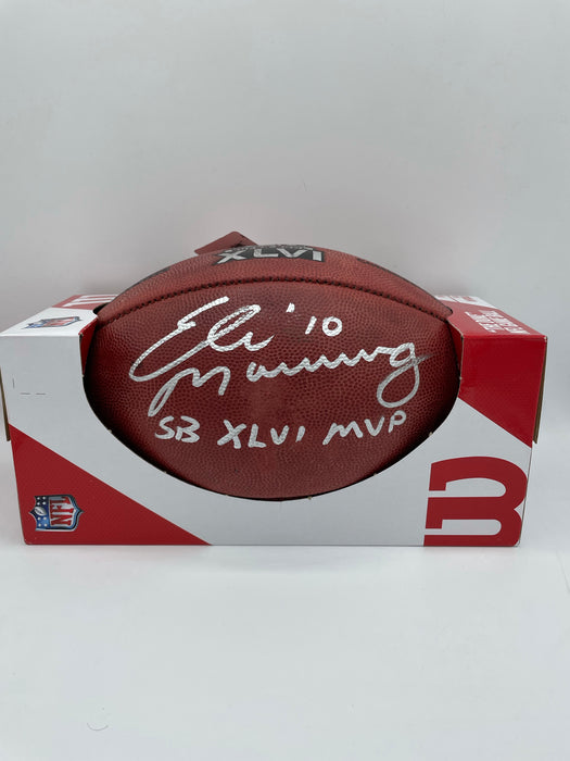 Eli Manning Autographed NFL Official "The Duke" SB XLVI Football with SB XLVI MVP Inscription (Fanatics)
