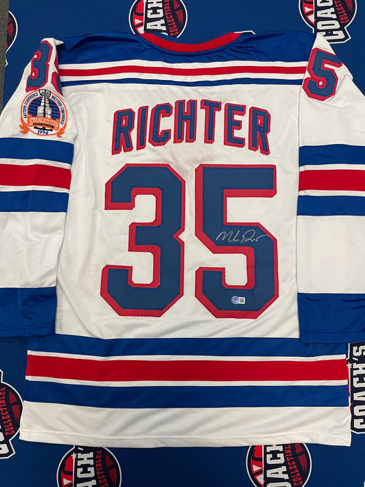 Mike Richter Autographed CUSTOM NY Rangers White Road Jersey (Beckett)