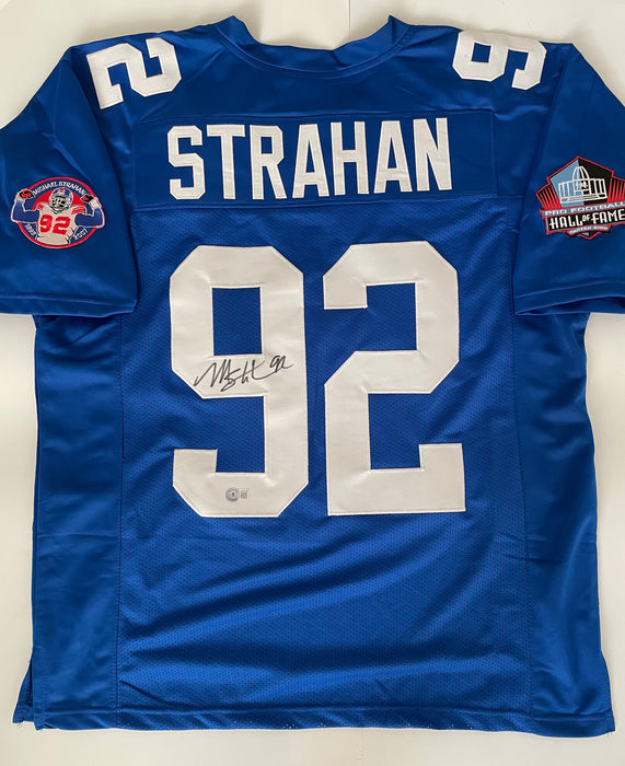 Michael Strahan Autographed NY Giants CUSTOM Blue Home Jersey  (Beckett)