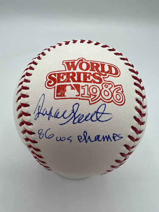 Rafael Santana Autographed 1986 World Series Baseball with 86 WS Champs Inscription (JSA)