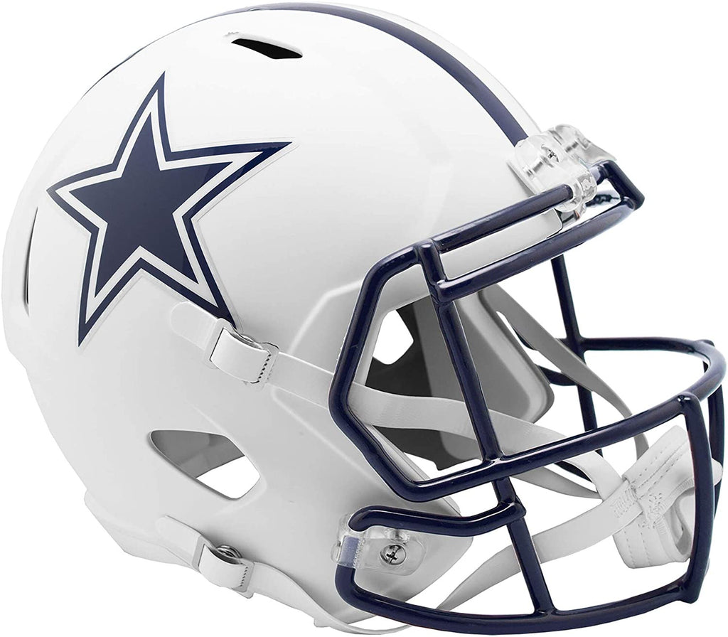 Dallas Cowboys CUSTOM Matte White - Metallic Silver Mini Football Helmet