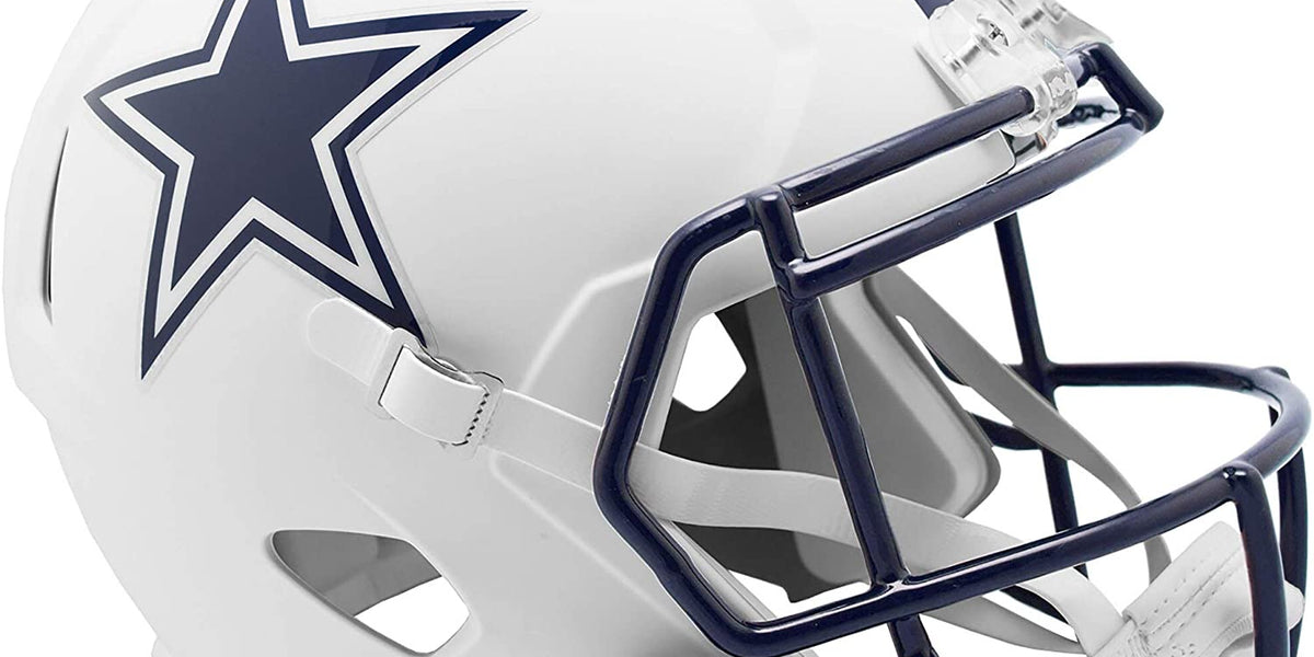authentic white dallas cowboys full size football helmet Dallas Cowboys UNSIGNED Riddell Alternate Flat White Full Size Replica — Coach's Collectibles