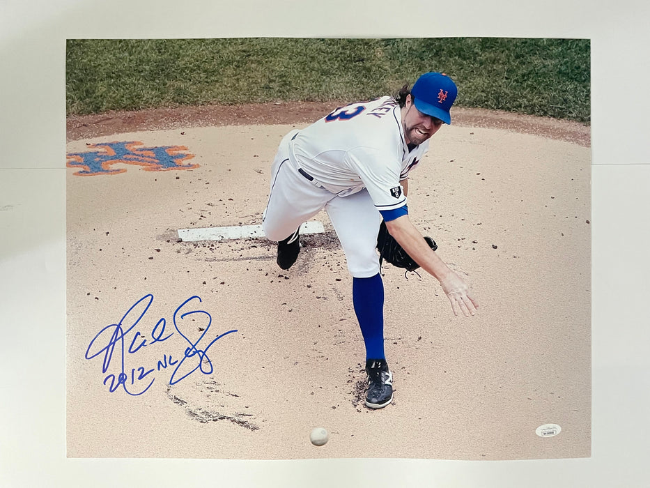 R.A. Dickey Autographed 16x20 NY Mets Photo with 2012 NL CY Inscription (JSA)