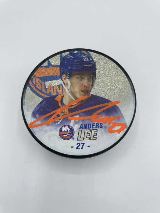 Anders Lee Autographed NY Islanders Special Players Edition Glitter Puck (Beckett)
