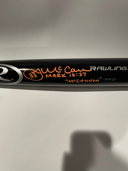 James McCann Autographed Black Rawlings Pro Model Bat with McCannon Inscription (Beckett)