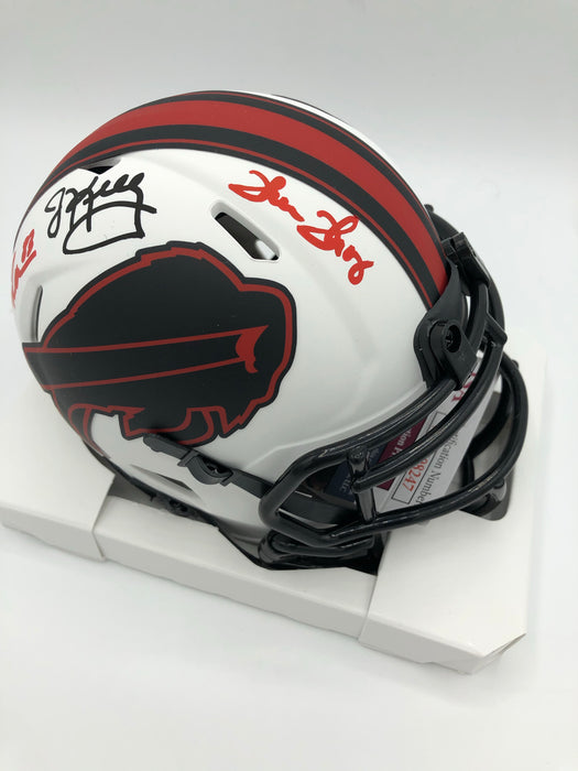 Buffalo Bills Triple Autographed Riddell Alternate Lunar Eclipse Mini Helmet (JSA)