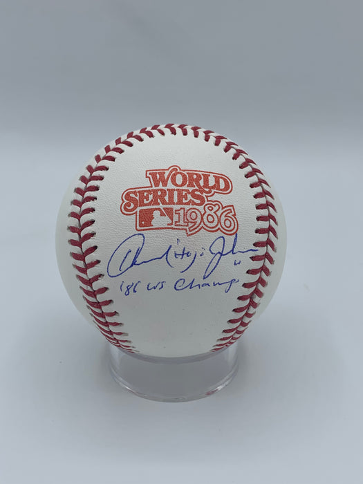 Howard "HoJo" Johnson Autographed 1986 World Series Baseball with 86 WS Champs Inscription (JSA)