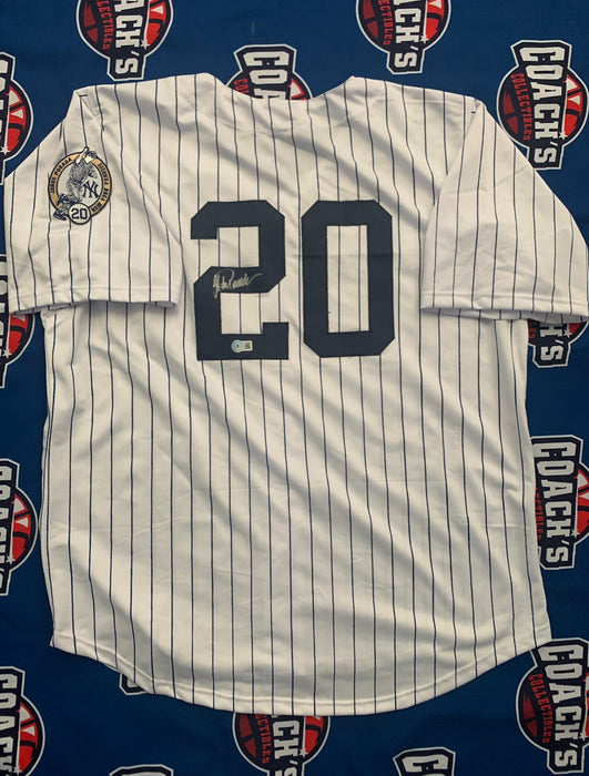 Jorge Posada Autographed CUSTOM NY Yankees Pinstripe Jersey with Retirement Patch (Beckett)
