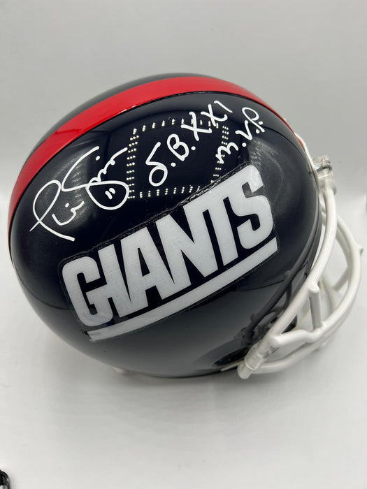 Phil Simms Autographed NY Giants Retro VsR4 Replica Helmet with SB XII MVP Inscr (JSA)
