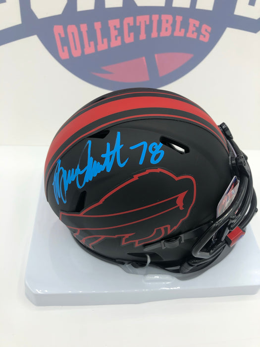 bruce smith autographed mini helmet Bruce Smith Autographed Eclipse Alternate Mini Helmet with Custom Grap — Coach's Collectibles