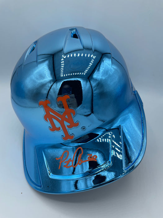 Pete Alonso Autographed FS Blue Chrome NY Mets Batting Helmet (Fanatics/MLB)