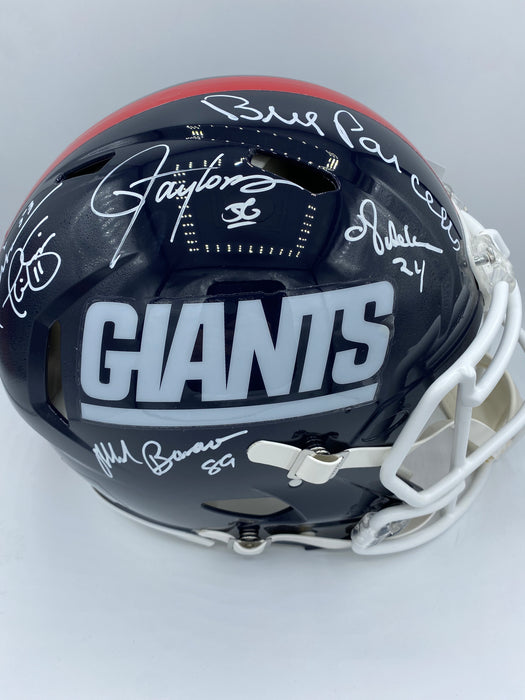 Multi Signed New York Giants Retro Speed Authentic Helmet with Multiple Inscriptions (Beckett, JSA, Fanatics)