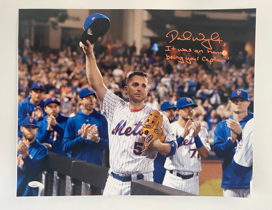David Wright Autographed 16x20 Final Game Crowd Salute Photo with Inscription (JSA)