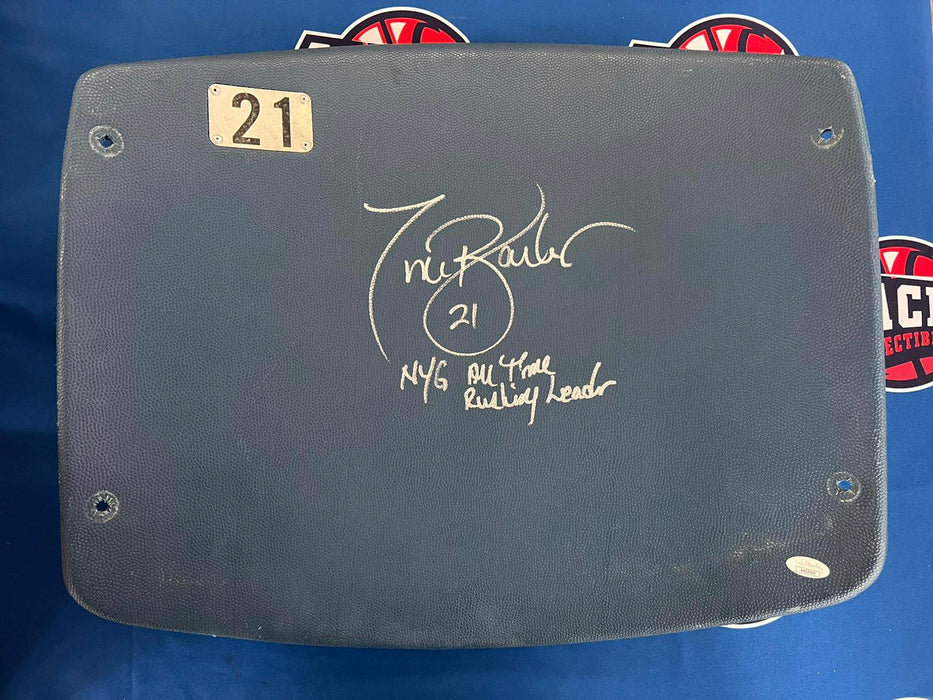 Tiki Barber Autographed Meadowlands Stadium Authentic Blue Seat Back w/ Inscr (Beckett)