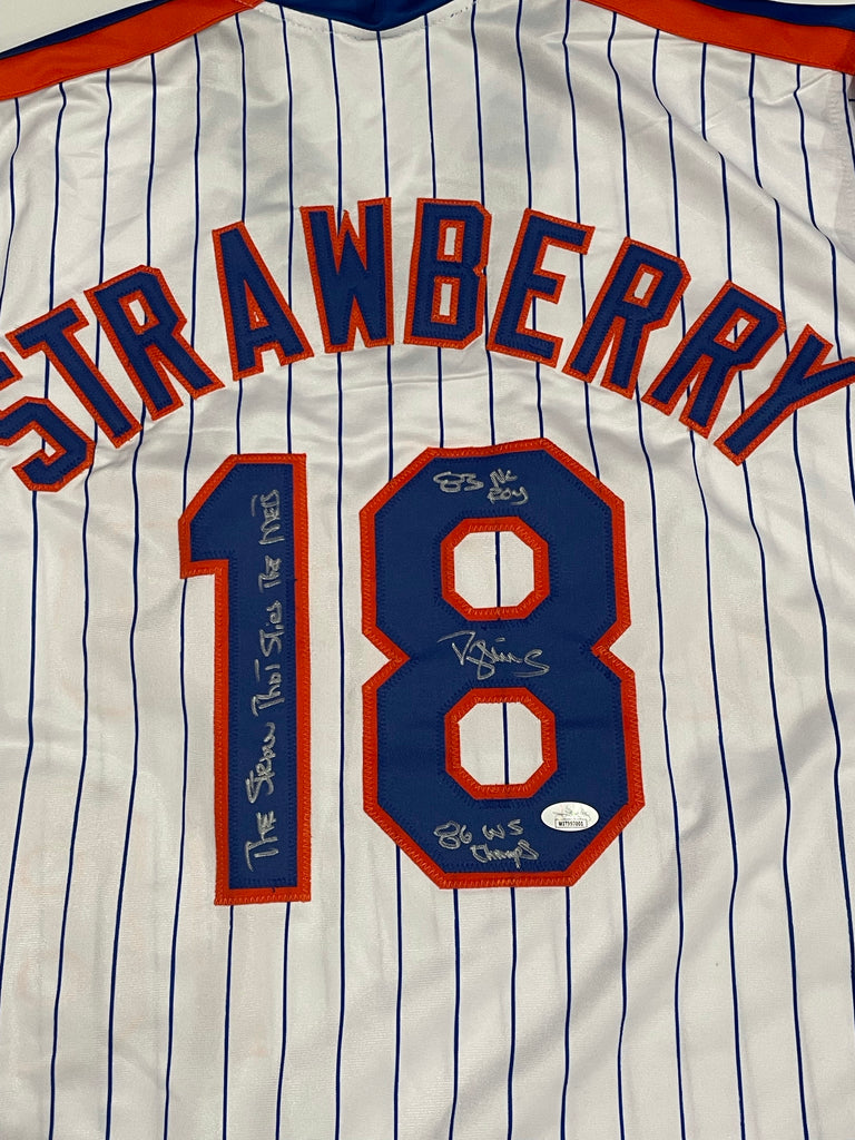 Darryl Strawberry Autographed CUSTOM NY Mets Jersey w/ Multi