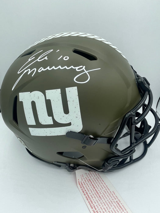 Eli Manning Autographed NY GIants Salute to Service Speed Authentic Helmet (Fanatics)