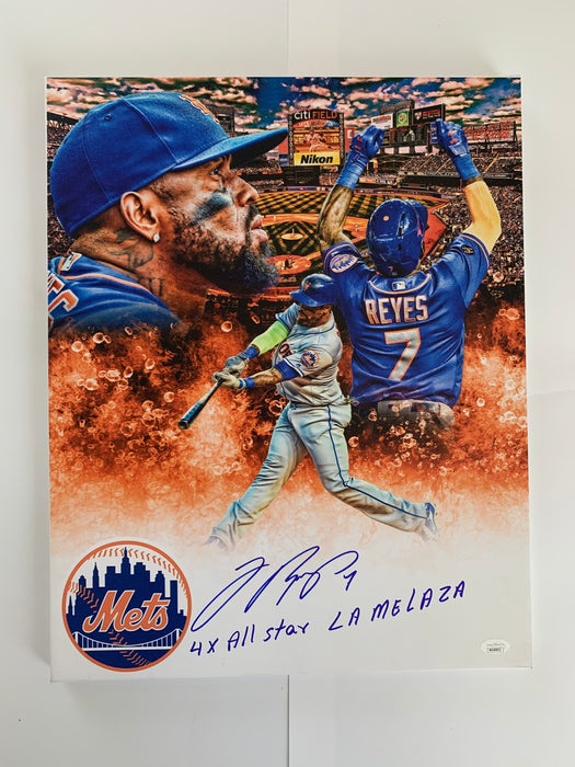 Jose Reyes 16x20 Custom Graphic Wrapped Canvas with Multi Inscription (JSA)