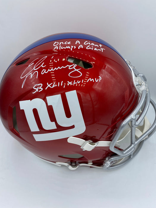 Eli Manning Autographed New York Giants Flash Authentic Helmet with Multi Inscriptions (Fanatics)