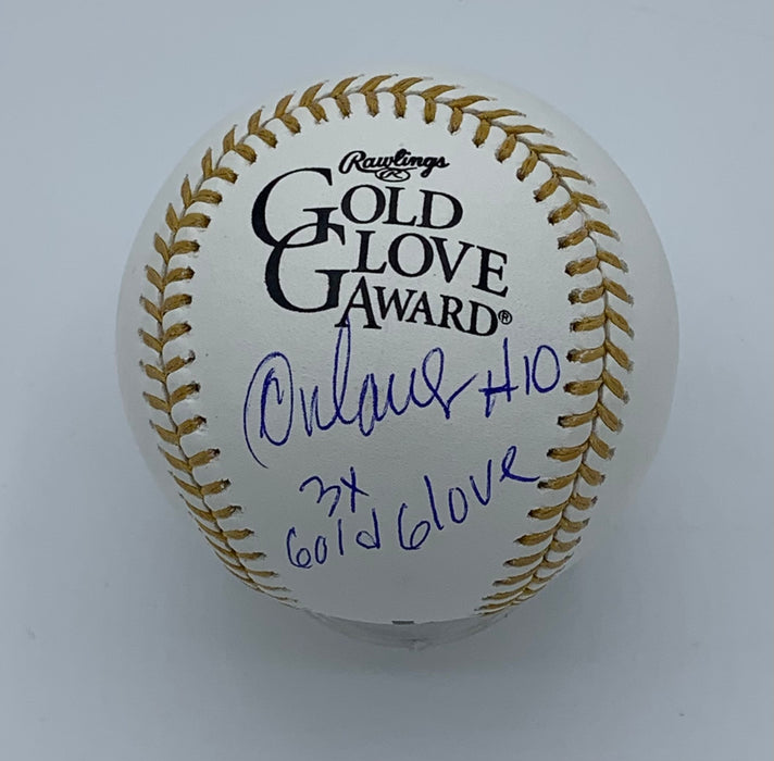 Rey Ordonez Autographed Gold Glove Baseball w/ 3x Gold Glove Inscription (JSA)