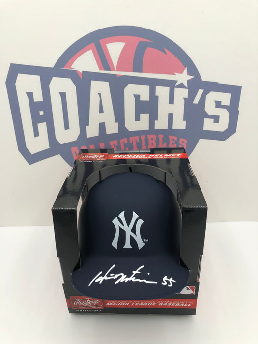 Hideki Matsui Autographed NY Yankees Matte Blue Mini Batting Helmet (JSA)