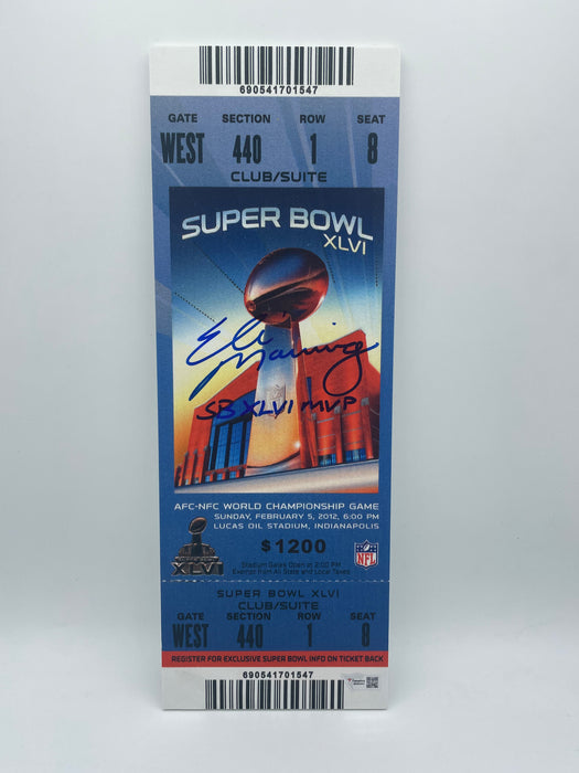 Eli Manning Autographed Super Bowl XLVI 16" Mini Mega Ticket with SB XLVI MVP Inscription (Fanatics)
