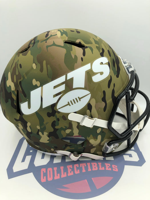 NY Jets UNSIGNED Riddell Camo Full Size Replica Helmet — Coach's Collectibles