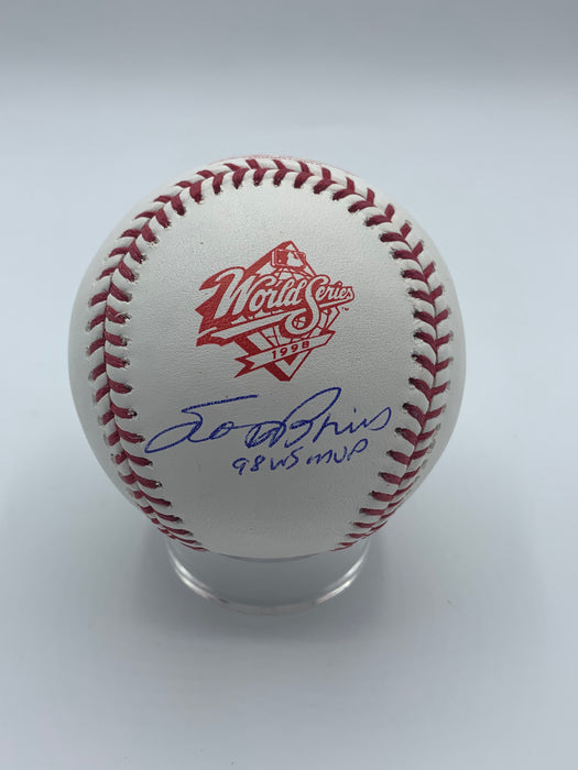 Scott Brosius Autographed 1998 World Series Baseball with 98 WS MVP Inscription (Beckett)