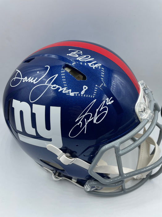 Daniel Jones, Saquon Barkley & Coach Brian Daboll TRIPLE Autographed NY Giants Speed Authentic Helmet (JSA/Beckett)