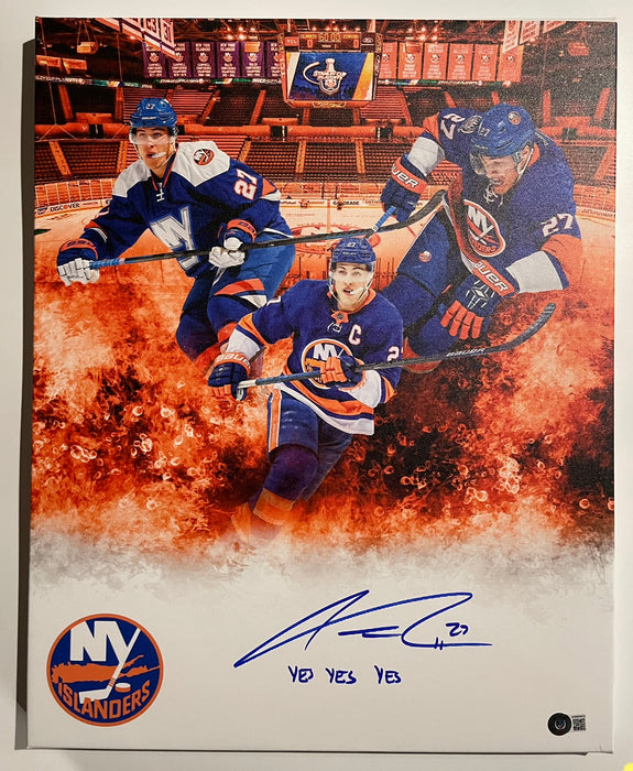 Anders Lee Autographed 16x20 Custom Canvas with YES YES YES Insc (Beckett)