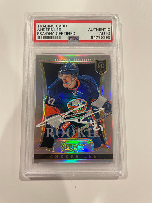 Anders Lee Autographed 2013 Panini Select REFRACTOR Prizm Rookie Card Slabbed #189 (PSA SLAB)