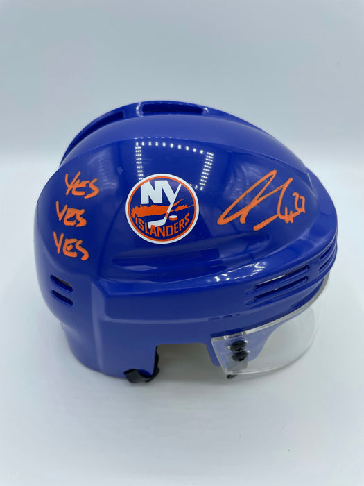 Anders Lee Autographed NY Islanders Blue Mini Helmet w/ YES YES YES Inscription (Beckett)