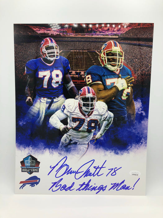 Bruce Smith Autographed 11x14 Custom Edit Collage Photo with Bad Things Man Inscription (JSA)