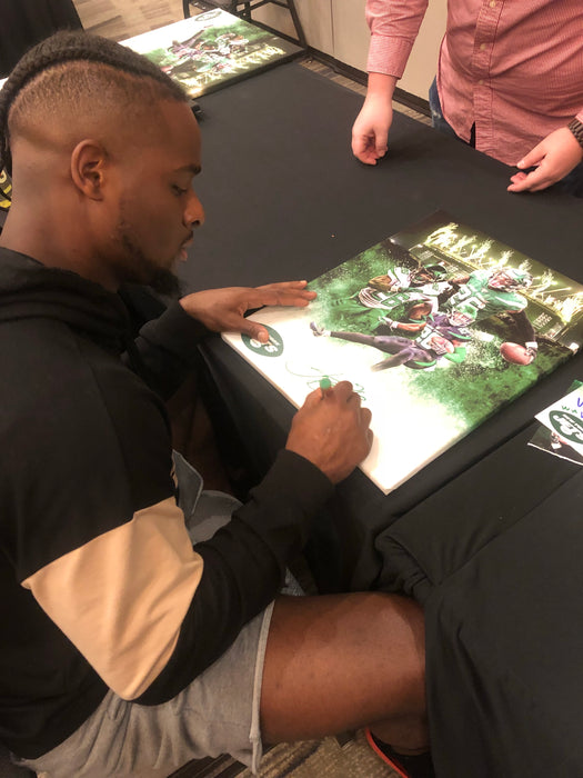Le'Veon Bell Autographed 16x20 Custom Graphic Wrapped Canvas with Inscription Jet Up! (JSA)