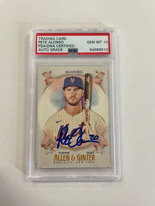 Pete Alonso Autographed 2021 Topps Allen & Ginter Slabbed Auto Grade 10 Card (PSA)