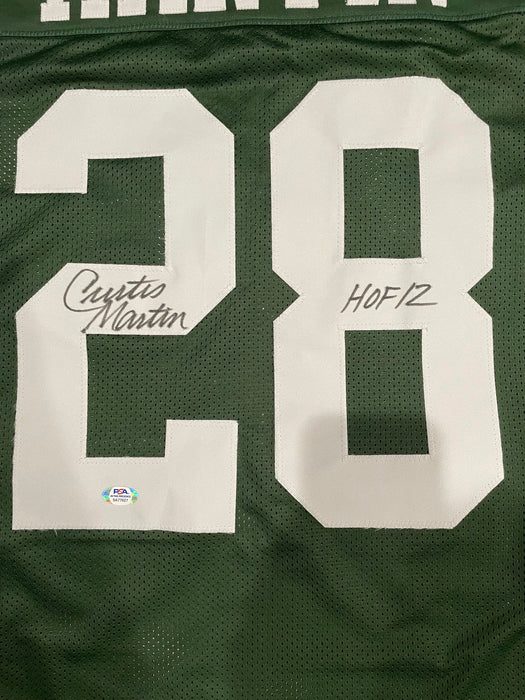 Curtis Martin Autographed NY Jets CUSTOM Jersey w/ HOF 12 Inscription (PSA)