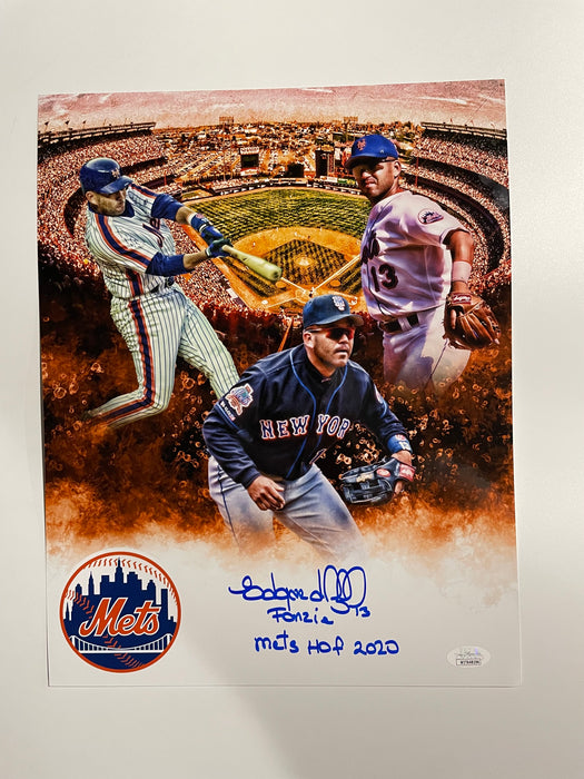 Edgardo Alfonzo Autographed 11x14 Custom Edit Collage Photo with Fonzie & Mets HOF 2020 Inscription (JSA)