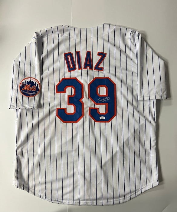 Edwin Diaz Autographed CUSTOM NY Mets Pinstripe Jersey (JSA)