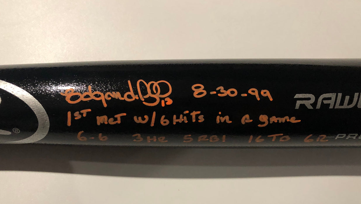 Edgardo Alfonzo Autographed Limited Edition Black Rawlings Bat with 7 Inscriptions (JSA)