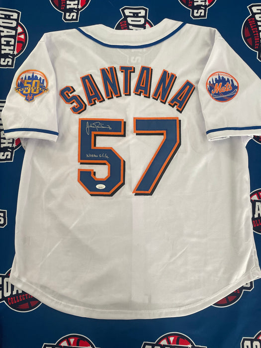 Johan Santana Autographed NY Mets CUSTOM Jersey w/ NoHan 6-1-12 Inscription (JSA)