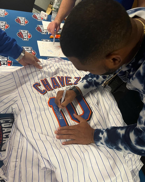 Endy Chavez Autographed NY Mets CUSTOM Pinstripe Jersey (JSA)