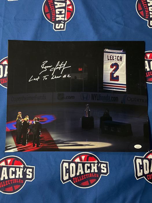 Brian Leetch Autographed 16x20 Retirement Night Photo with Last to Wear #2 Inscription (JSA)