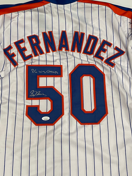 Sid Fernandez Autographed Custom NY Mets Jersey with 86 WS Champs Inscr (JSA)